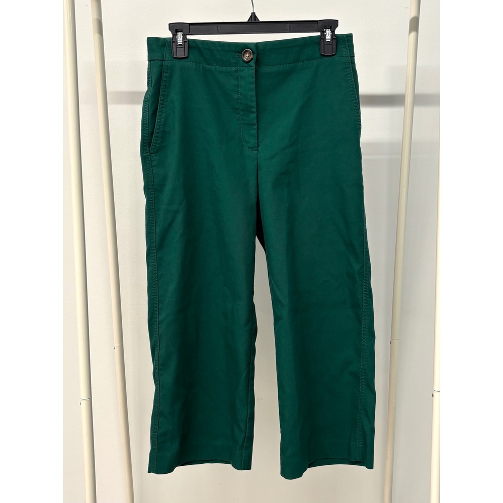 Ann Taylor Petite Green Wide Leg Crop Pants Size 6P High Rise Trousers